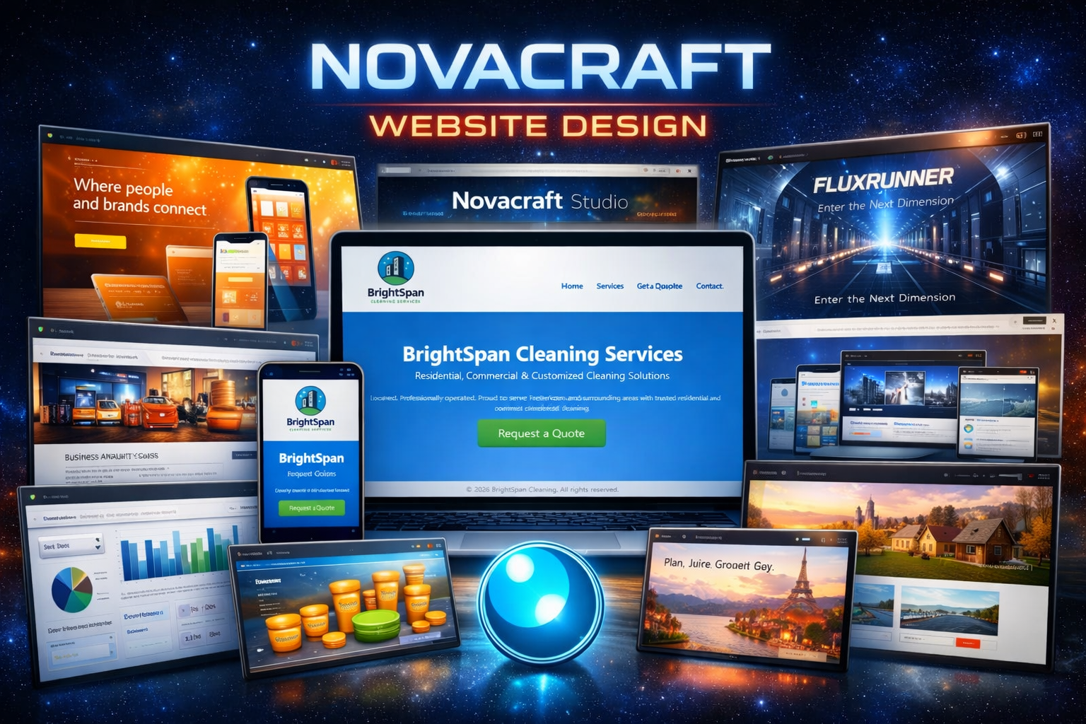 Novacraft website design sample showing clean modern layout