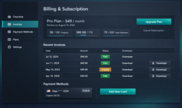 Modern SaaS dashboard example from Novacraft