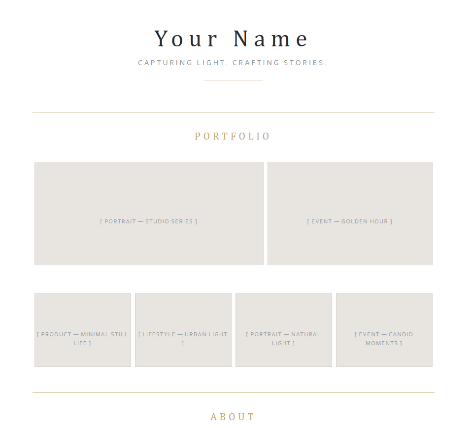 Photography gallery website design created by Novacraft